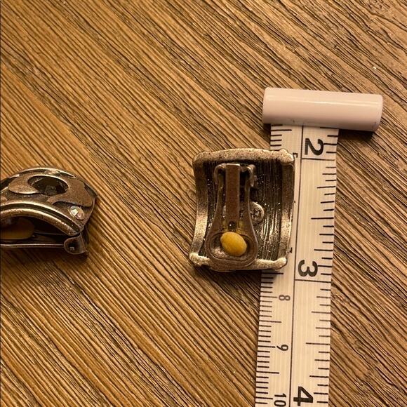 VTG Chico’s Half Hoop SilverTone ClipOn Earrings AB & Black Crystals - Picture 8 of 8